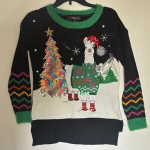33 Degrees Festive Llama Christmas Sweater – Sequin & Jingle Bell Details
